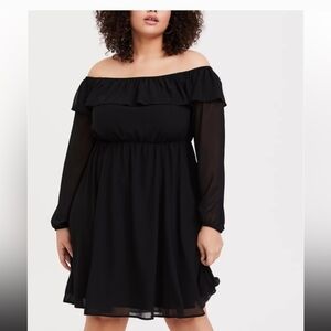 Torrid Black Off-Shoulder Long Sleeve Dress